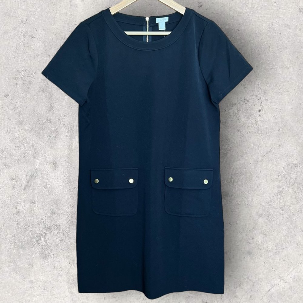 Black J. Crew Sheath Dress with Gold Accents
